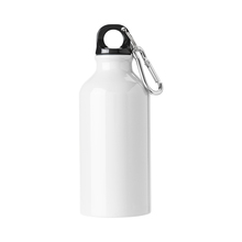 Botella de aluminio | 400 ml | Mosquetón | max141 Blanco